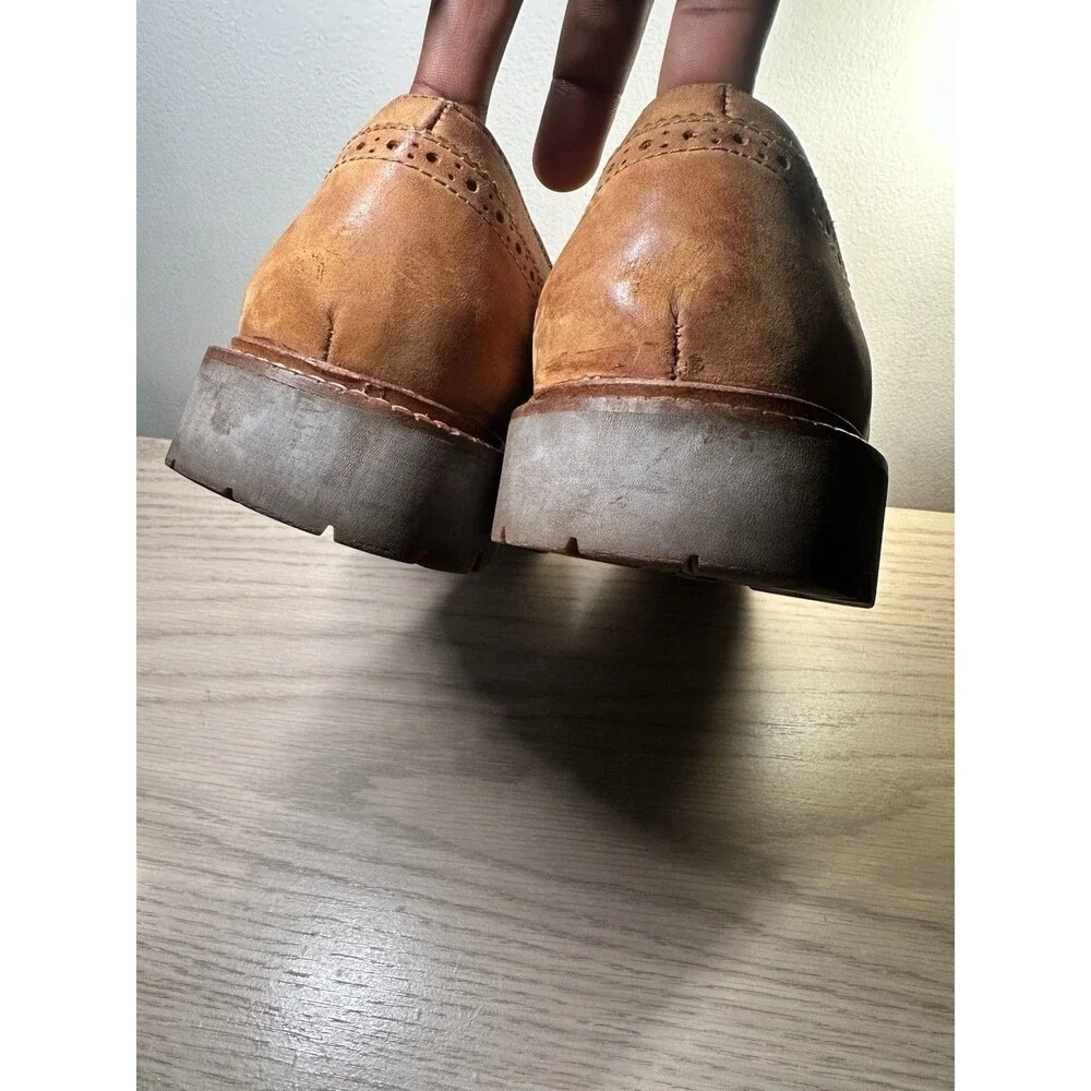 Vintage Tommy Hilfiger Crest Logo Tan Suede Wingtip Brogue Derby Shoes Men's 10